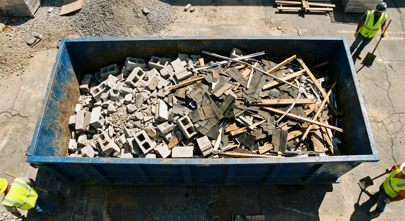 Roll-off dumpster loaded with construction debris in Largo, FL
