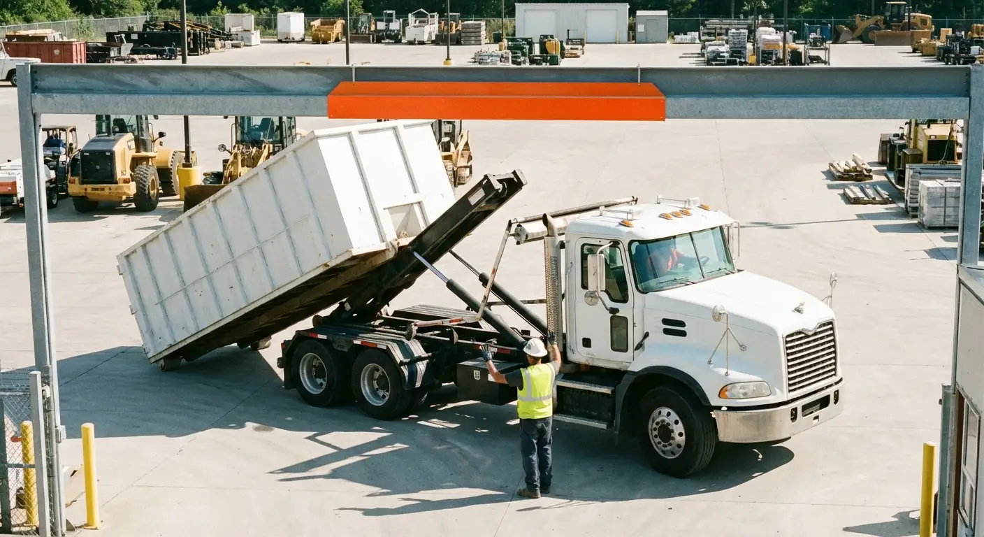 Commercial dumpster delivery truck specifications and clearance requirements in Largo, FL