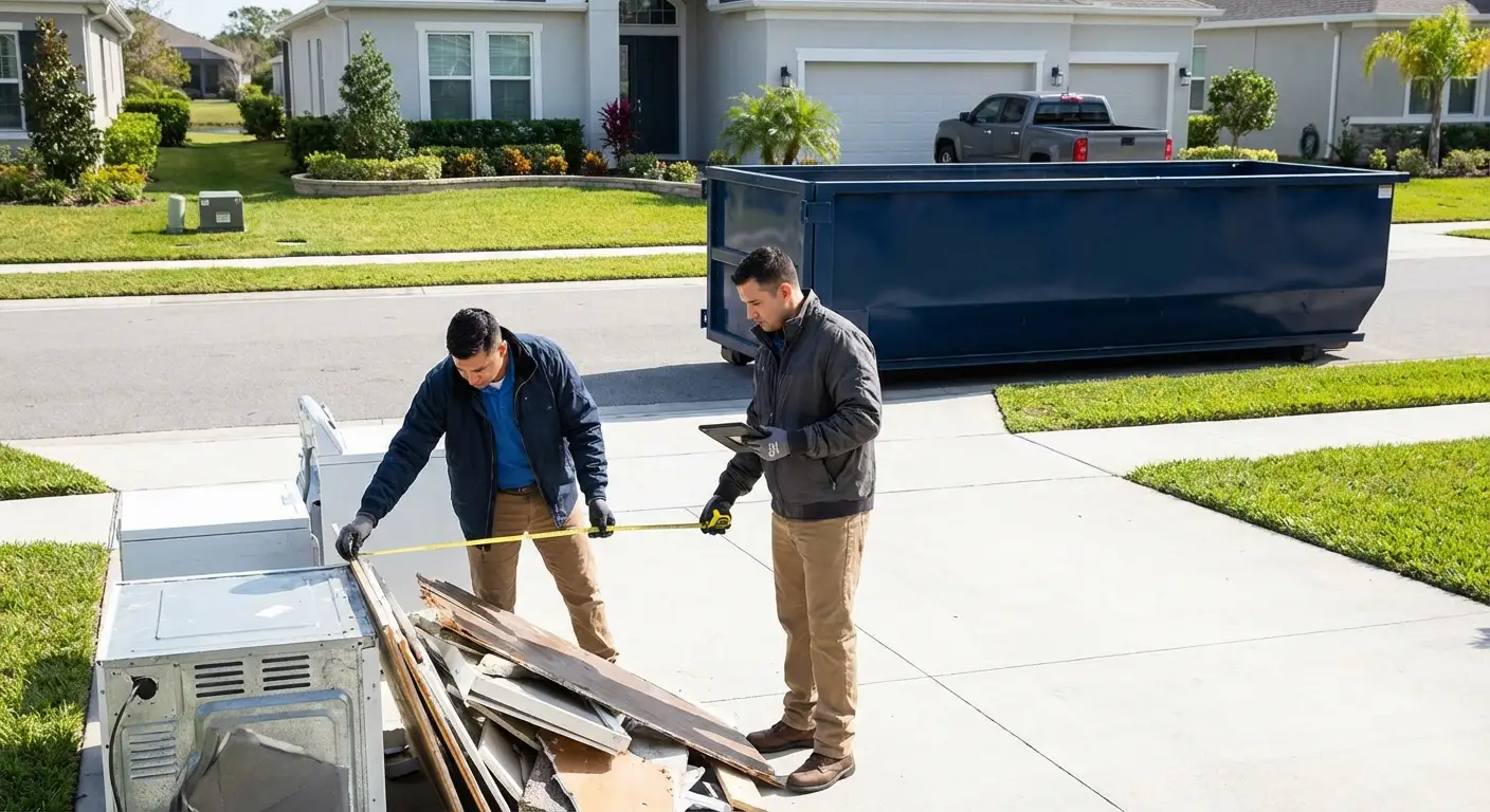 Concrete dumpster rental delivery truck in Largo, FL